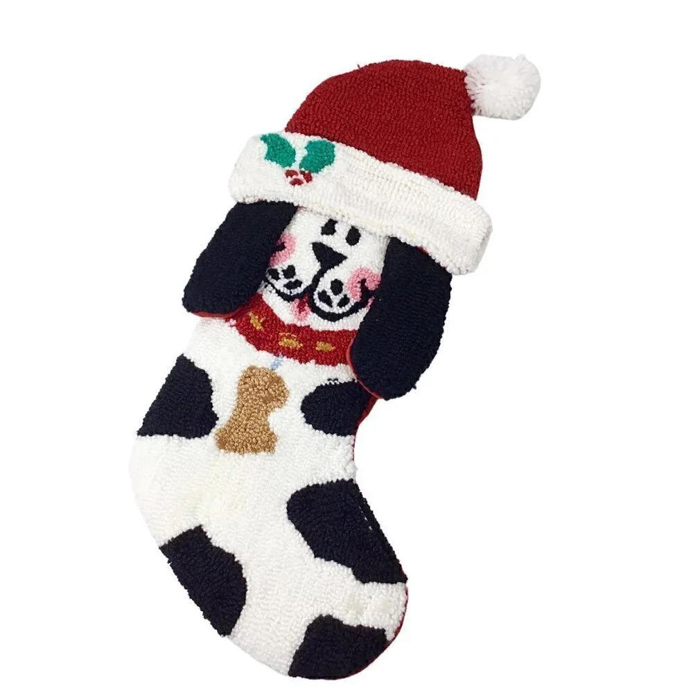 Rug Hook Hooked Dalmatian Dog Puppy Christmas Stocking 3D Latch Hook Plush